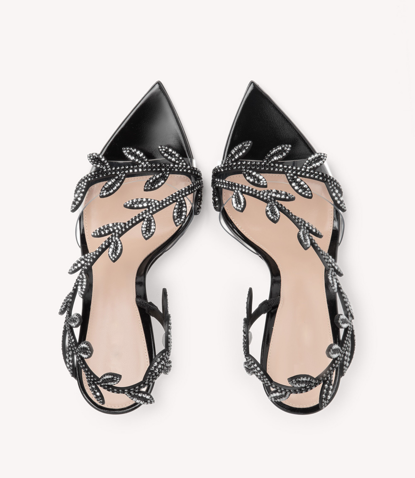 Brunella Rhinestone Leaf Embellished Slingback Sandals