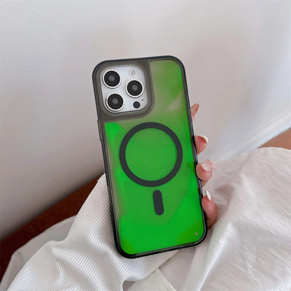 Magsafe Fluorescent Liquid Quicksand Glowing Phone Case – Wireless Charging Protective Cover
