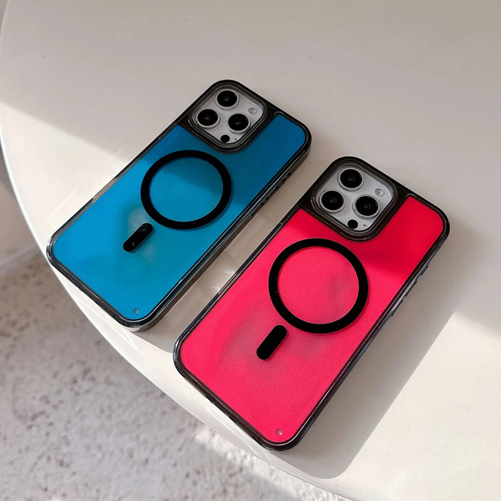 Magsafe Fluorescent Liquid Quicksand Glowing Phone Case – Wireless Charging Protective Cover