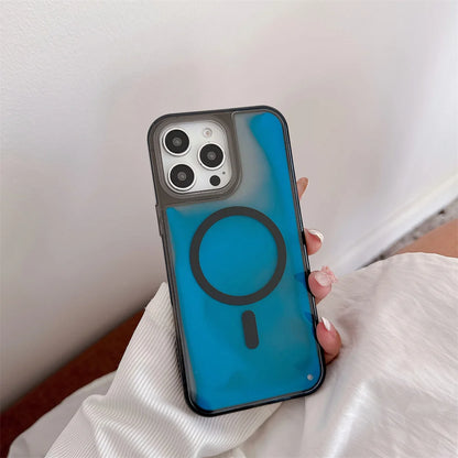 Magsafe Fluorescent Liquid Quicksand Glowing Phone Case – Wireless Charging Protective Cover